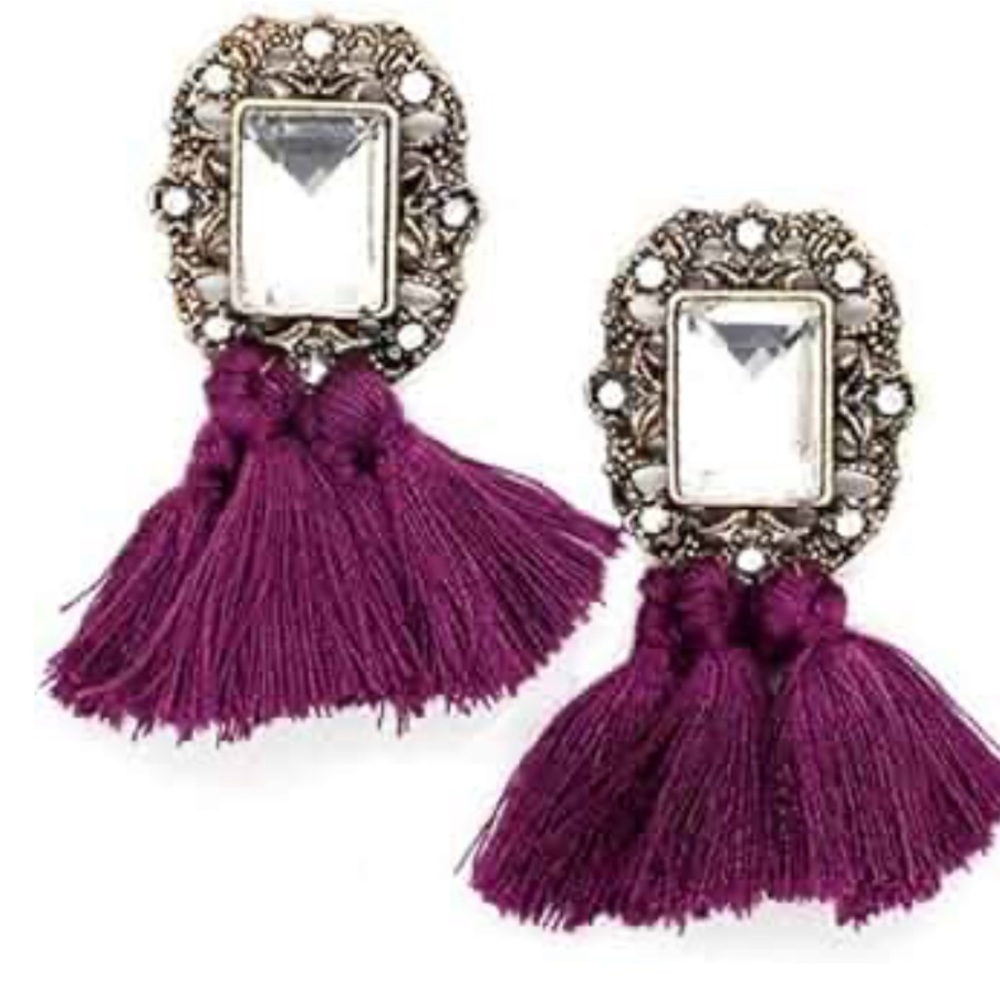 Tassel Earrings, purple